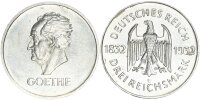 Weimarer Republik 3 Reichsmark 1932 E Goethe Silber vz Jäger 350