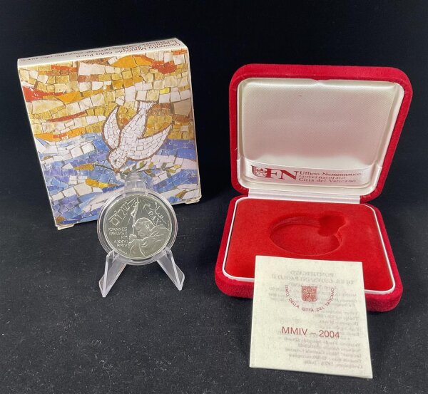 Vatikan Gedenkmünze 10 Euro 2004 IPZS - Italia, Weltfriedenstag Silber PP