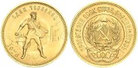 Russland Sowjetunion UdSSR 10 Rubel (Tscherwonez) 1976 Moskau Gold stgl., bfr.