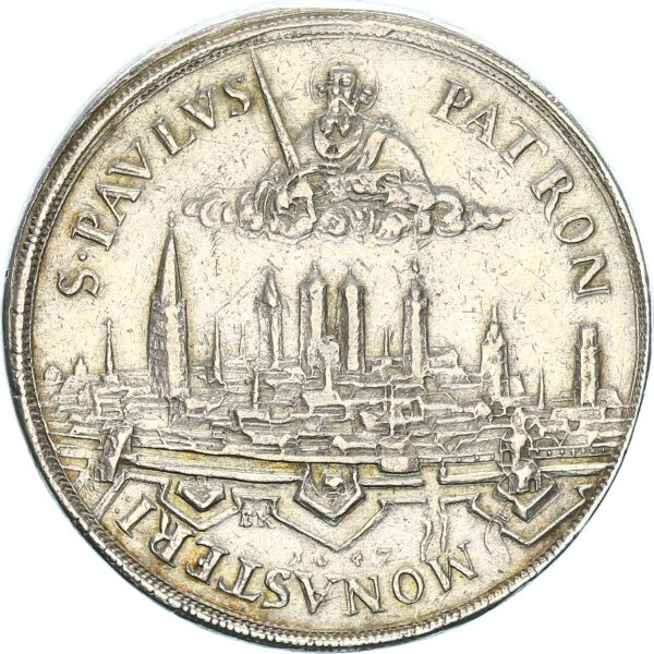 Münster-Bistum Ferdinand von Bayern Schautaler 1647 Münster Silber ss+