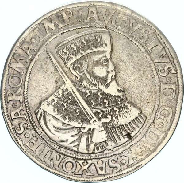 Sachsen-Kurfürstentum August Taler 1554 Schneeberg Silber ss+