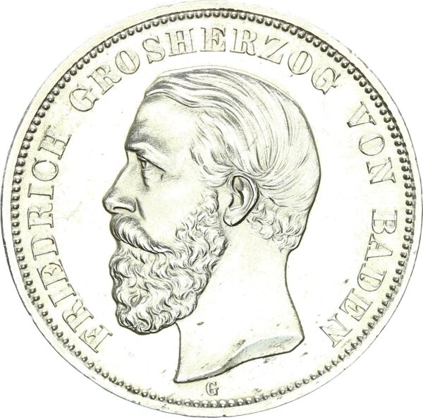 Baden Friedrich I. 5 Mark 1900 G Silber pfr., f. stgl./stgl. Jäger 29