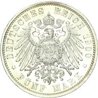 Baden Friedrich I. 5 Mark 1900 G Silber pfr., f. stgl./stgl. Jäger 29