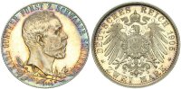 Schwarzburg-Sondershausen Karl Günther 2 Mark 1905 A schmaler Randstab, Regierungsjubiläum Silber PP Jäger 169a.