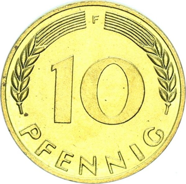 BRD Kursmünze 10 Pfennig 1968 F (Stuttgart) pfr., f. stgl.