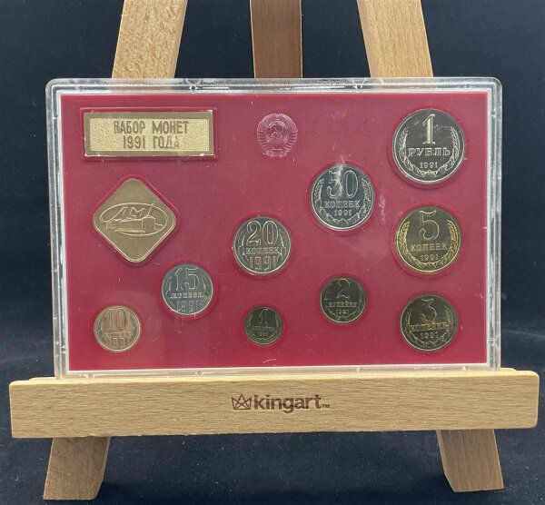 Russland Sowjetunion UdSSR KMS 1 Kopeke bis 1 Rubel 1991 Kursmünzensatz + Token PP