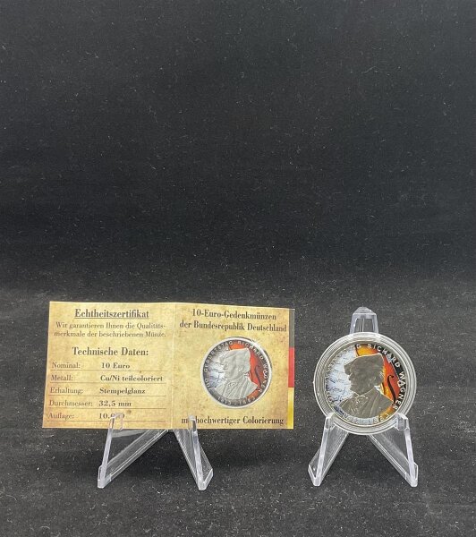 Deutschland Gedenkmünze 10 Euro 2013 D (München) Richard Wagner + Zertifikat stgl., bfr.