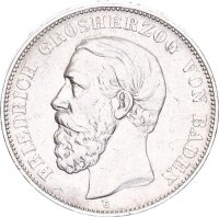 Baden Friedrich I. 5 Mark 1891 G mit Querstrich beim A...