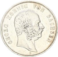 Sachsen Georg 5 Mark 1903 E interessante Verprägung Silber ss+ Jäger 130