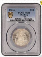 Hamburg Stadt 2 Mark 1903 J PCGS MS65 Silber stgl....