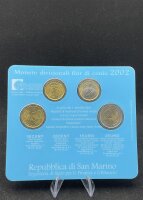 San Marino KMS 20 Cent, 50 Cent, 1 Euro & 2 Euro 2002 Mini Kursmünzensatz stgl., bfr.
