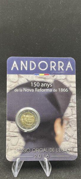 Andorra Gedenkmünze 2 Euro 2016 150 Jahre Reform 1866-2016, Coincard stgl., bfr.
