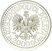 Polen Dritte Republik 200000 Zlotych 1991 Warschau Papst...