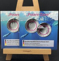 Deutschland Gedenkmünzenset 5x 5 Euro 2021 A,D,F,G,J Polare Zone, Polymerring, Komplettsatz stgl., bfr.