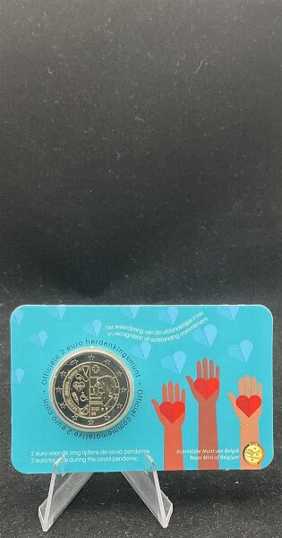 Belgien Gedenkmünze 2 Euro 2022 Gesundheitswesen, Coronapandemie, Coincard stgl., bfr.