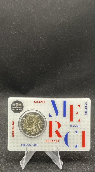 Frankreich Gedenkmünze 2 Euro 2020 MERCI, Medizinische Forschung, Coincard stgl., bfr.