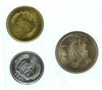 China Volksrepublik 1 Yuan, 5 Jiao, 5 Fen 1980 aus Kursmünzensatz, in original Folie verschweißt pfr., stgl.