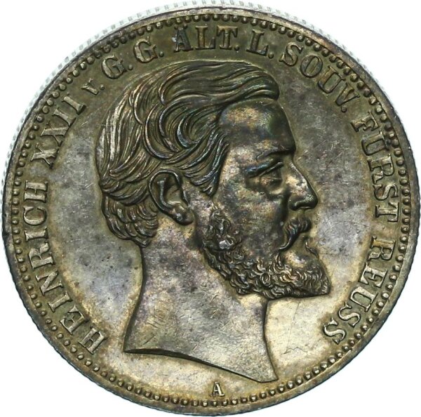 Reuß älterer Linie Heinrich XXII. 2 Mark 1892 A Silber vz+/f. stgl. Jäger 117