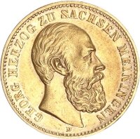 Sachsen-Meiningen Georg II. 20 Mark 1882 D Gold vz...