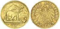 Deutsch-Ostafrika 15 Rupien 1916 T (Tabora) Elefant Gold vz+/f. stgl. Jäger 728b