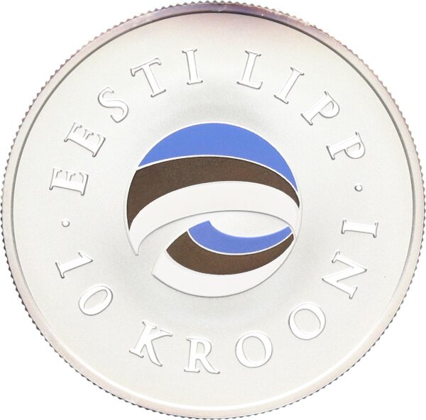 Estland Gedenkmünze 10 Krooni 2004 Eesti Lipp Flag of Estonia Silber PP