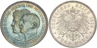 Anhalt Friedrich II. 5 Mark 1914 A Silberhochzeit Silber vz/f. stgl. Jäger 25