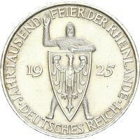 Weimarer Republik 5 Reichsmark 1925 D Rheinlande Silber vz+