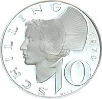 Österreich 2. Republik 10 Schilling 1970 Wachauerin...