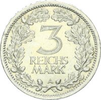 Weimarer Republik 3 Reichsmark 1931 A Silber vz...
