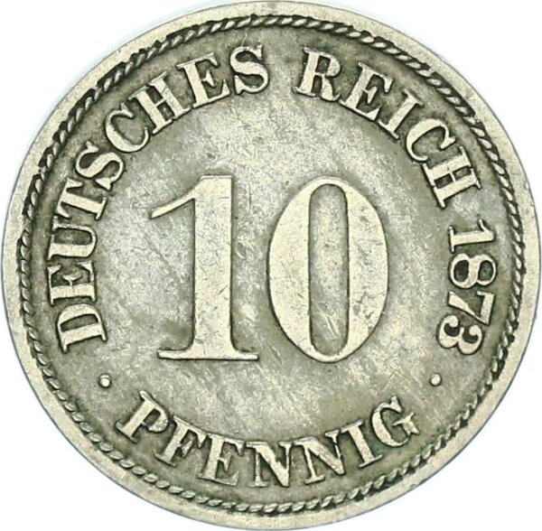 Kaiserreich 10 Pfennig 1873 A kleiner Adler, erstes 10 Pfennig Stück f. vz Jäger 4