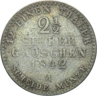 Brandenburg-Preußen Friedrich Wilhelm IV. 2 1/2 Silbergroschen 1842 A (Berlin) ss