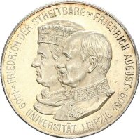 Sachsen Friedrich August III. 2 Mark 1909 E Universität Leipzig Silber pfr., stgl. Jäger 138