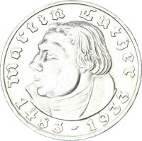 Drittes Reich 2 Reichsmark 1933 F Martin Luther Silber f. vz