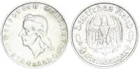Drittes Reich 2 Reichsmark 1934 F Friedrich von Schiller Silber ss Jäger 358