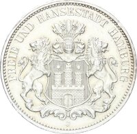 Hamburg Stadt 3 Mark 1913 J Silber ss-vz Jäger 64