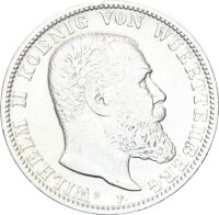 Württemberg Wilhelm II. 2 Mark 1900 F Silber ss...