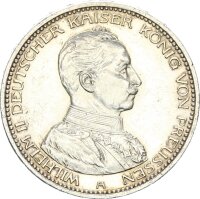Preußen Wilhelm II. 5 Mark 1914 A in Uniform Silber vz