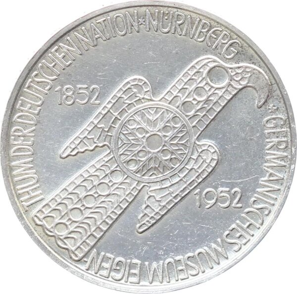 BRD Gedenkmünze 5 DM 1952 D Germanisches Museum Silber vz-stgl. Jäger 388