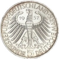 BRD Gedenkmünze 5 DM 1957 J Freiherr von Eichendorff Silber vz+ Jäger 391