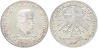 BRD Gedenkmünze 5 DM 1955 F Friedrich von Schiller Silber vz-stgl. Jäger 389