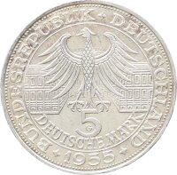BRD Gedenkmünze 5 DM 1955 G Markgraf von Baden Silber vz+ Jäger 390