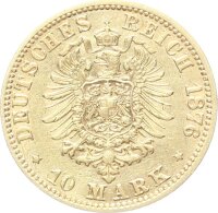Hamburg Stadt 10 Mark 1876 J Gold ss Jäger 209