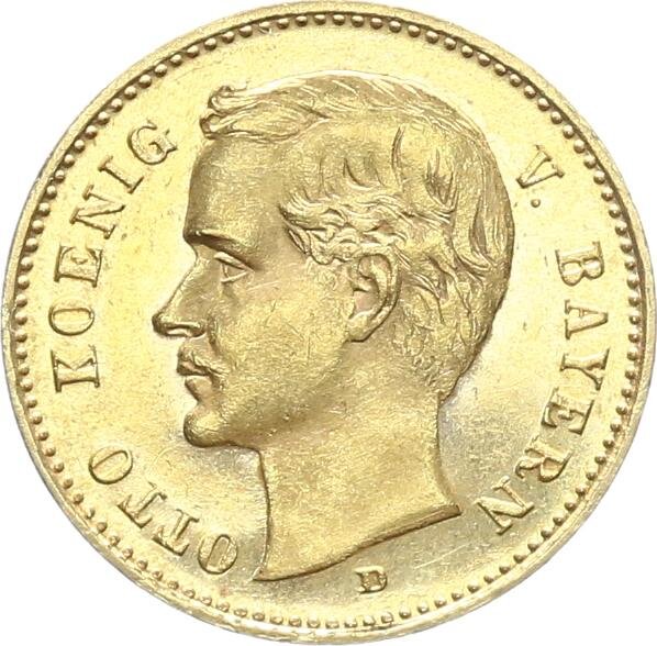 Bayern Otto 10 Mark 1905 D Gold pfr., f. stgl. Jäger 201
