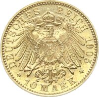 Bayern Otto 10 Mark 1905 D Gold pfr., f. stgl. Jäger 201