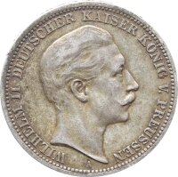 Preußen Wilhelm II. 3 Mark 1908 A Silber ss+...