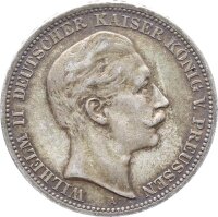 Preußen Wilhelm II. 3 Mark 1908 A Silber ss-vz...