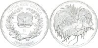 Papua Neu-Guinea 5 Kina 1994 100 Jahre erste Münzausgabe, Paradiesvogel Silber PP
