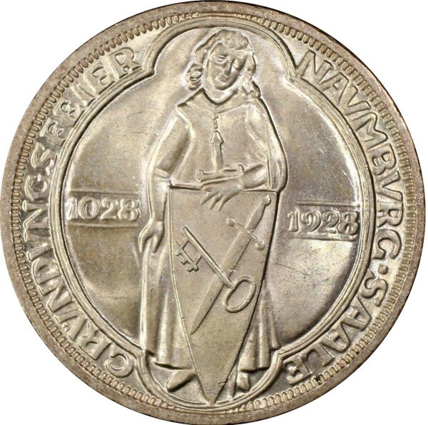 Weimarer Republik 3 Reichsmark 1928 A PCGS MS65, Naumburg Silber stgl. Jäger 333