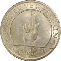 Weimarer Republik 5 Reichsmark 1929 F PCGS MS63, Schwurhand Silber f. stgl. Jäger 341